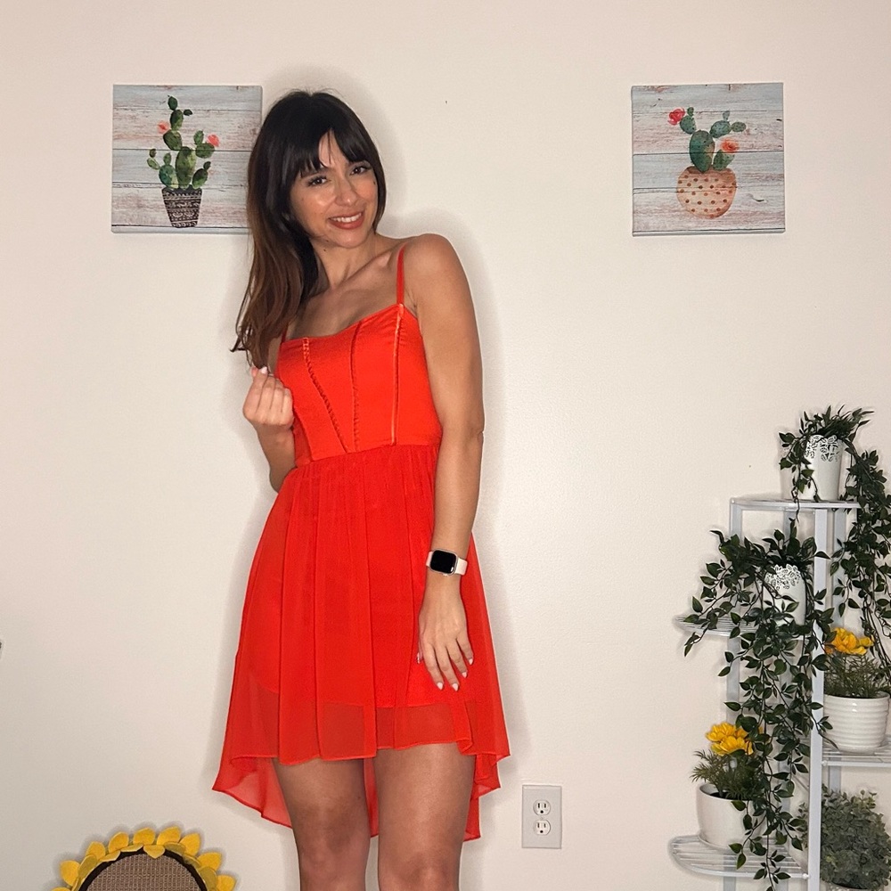 Red orange cocktail dress 👗🍸🧡 - Picture 6 of 6